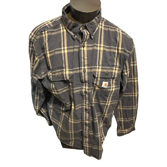 Carhartt Mens XL Loose Fit Long Sleeve Flannel Button Down - Picture 1 of 5